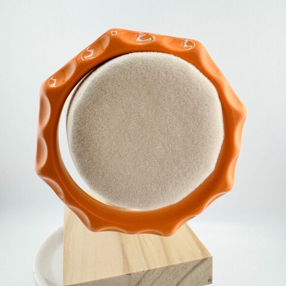 Vintage Orange Textured Bangle Bracelet Retro Mid Century Modern Plastic Retro - Picture 4 of 7